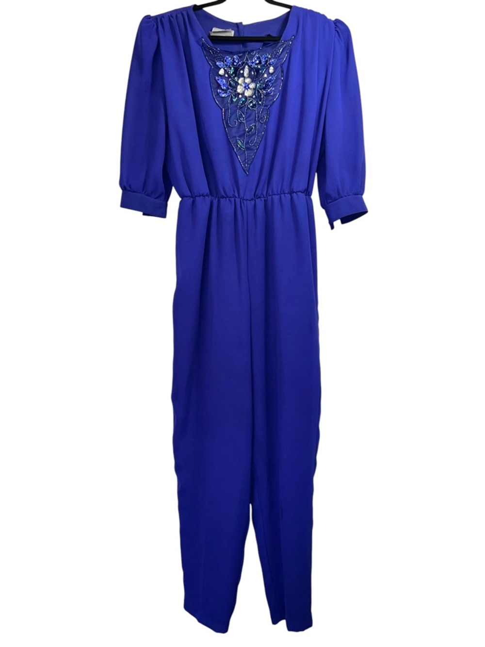 Farouche by Lori Weidner Vintage 80s Purple Jumpsuit Size 11 Beaded Sequin Chic